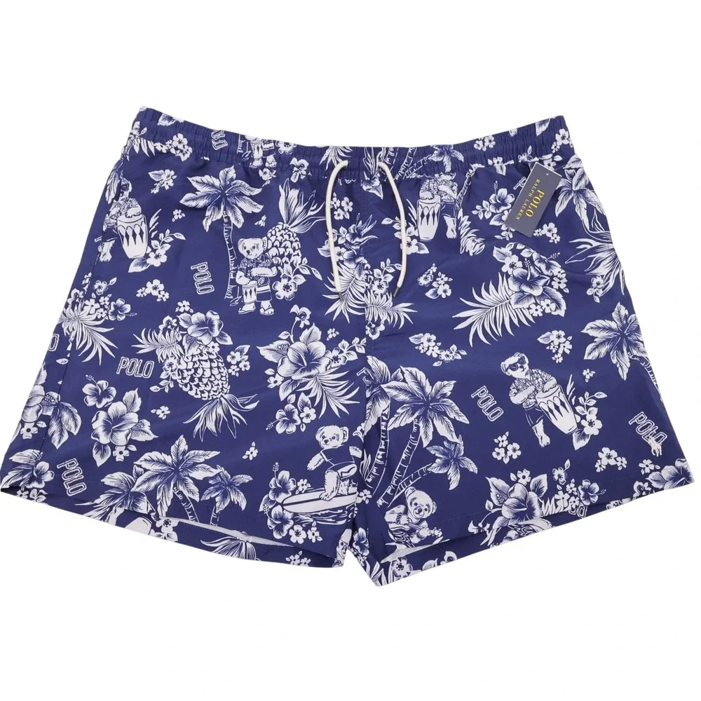 NEW Polo Ralph Lauren Polo Bear Swim Trunks Navy Blue Mens 4XB Mesh Liner Shorts